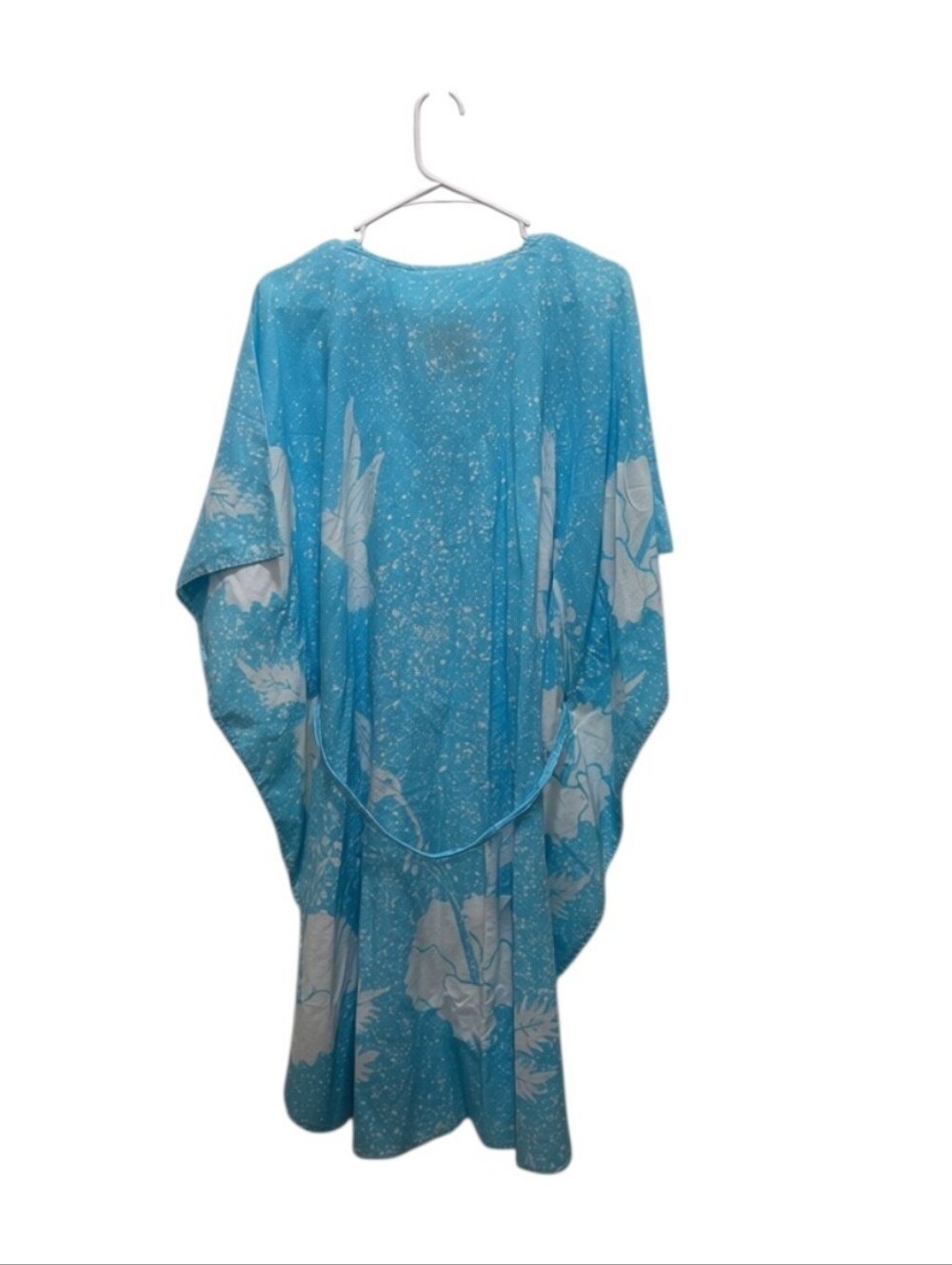 Caribelle Batik St Kitts Blue Cotton Kaftan Cover Up Hummingbird One Size - Picture 6 of 6